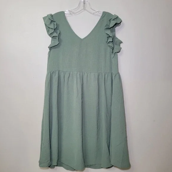 Swimsuit Cover-up CUPSHE Sage Green Button Front Cap Sleeves Size Med NWT - Picture 5 of 10